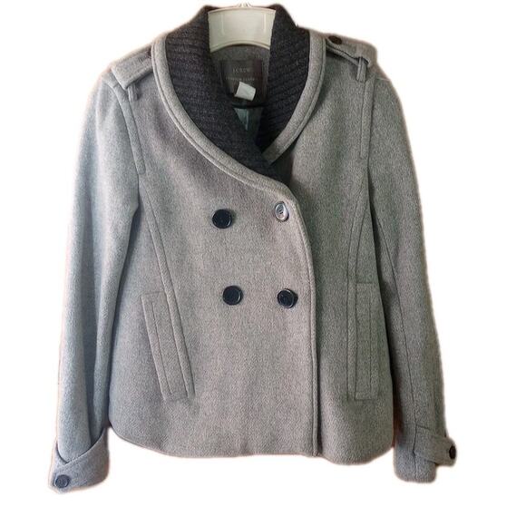 J. CREW women's Stadium Cloth Wool Pea Coat 0 Nello Gori Gray Hermione Granger - Picture 2 of 10